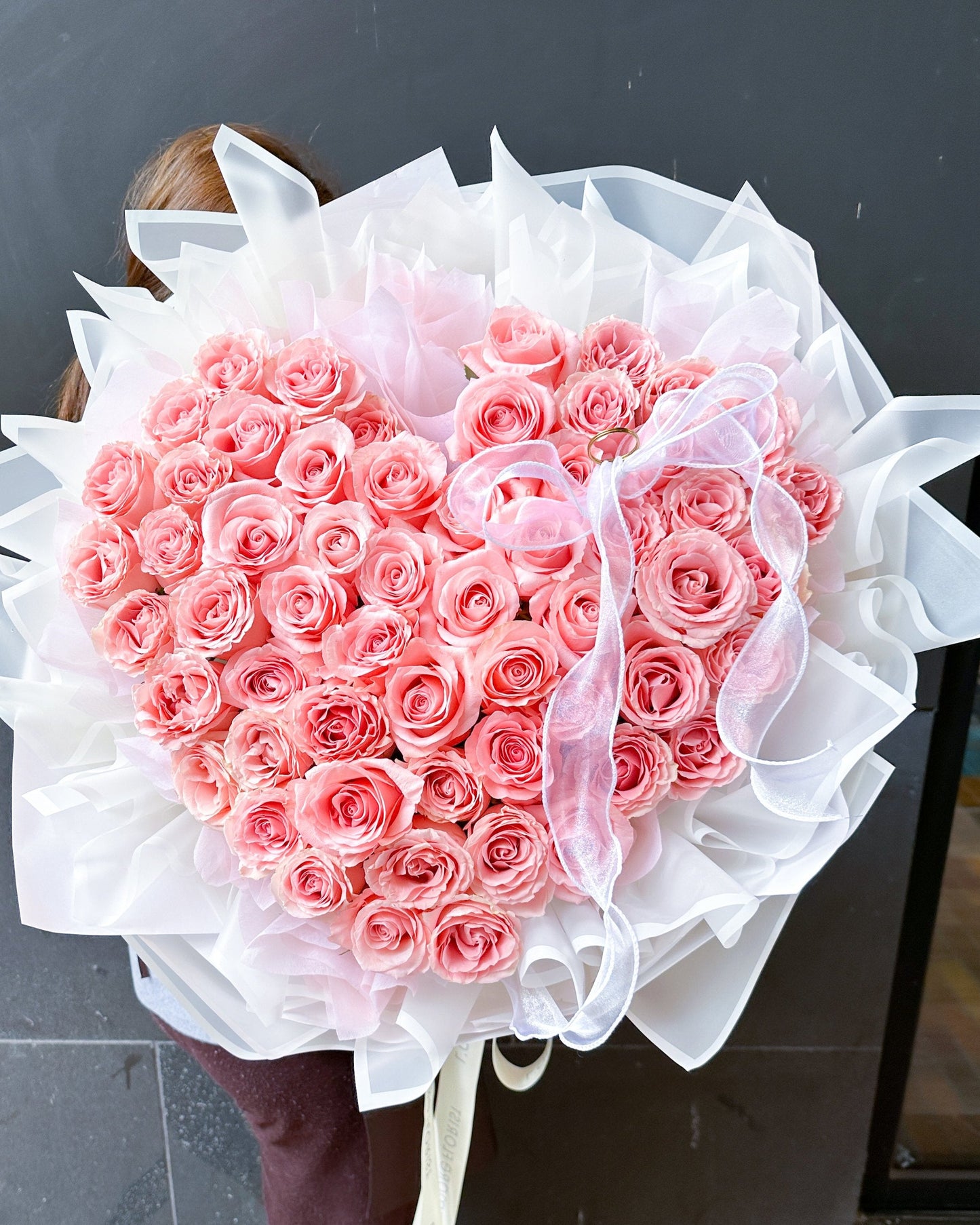 52 Stems Heart-Shaped Pink Rose Bouquet | Rosy Whisper