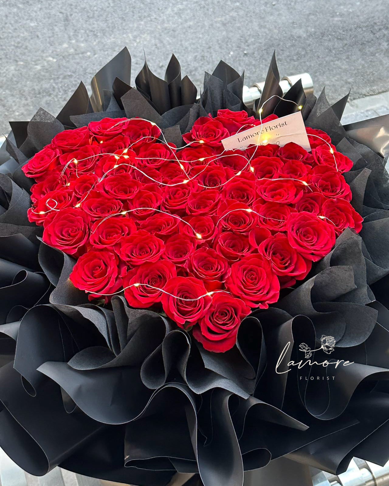 52 Stems Heart-Shaped Red Rose Bouquet | Rosé Romance