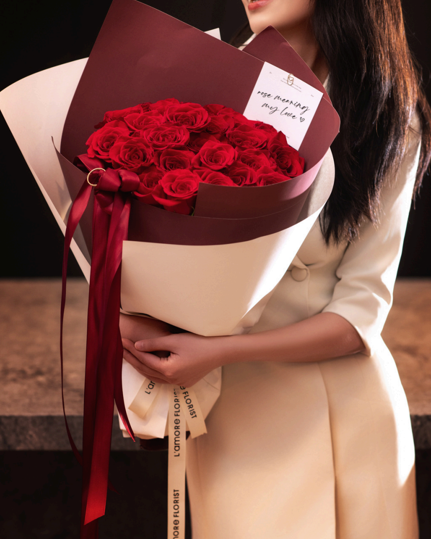 21 Stems Red Rose Bouquet|Rosé Romance