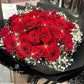 33 Stems Red Rose Bouquet with Baby’s Breath｜Rosé Romance
