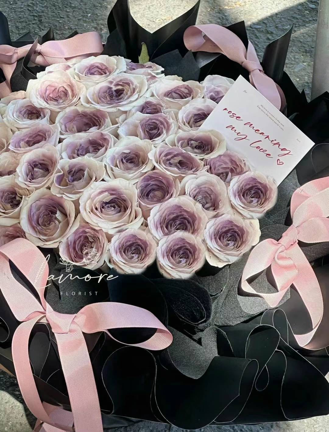 52 Stems "Plum" Rose Bouquet - Love Heart