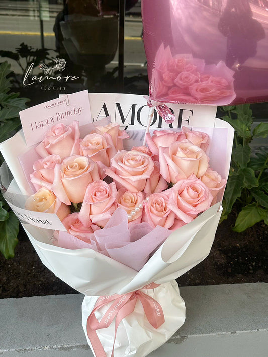 21 Stems Pink Rose Bouquet