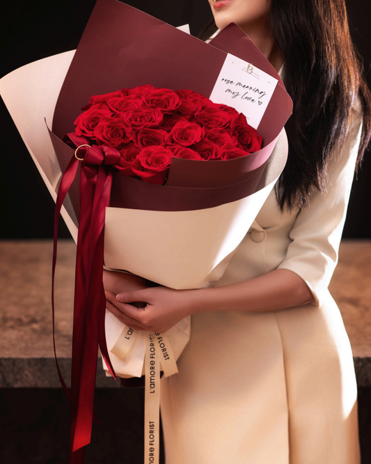 21 Stems Red Rose Bouquet｜Rosé Romance
