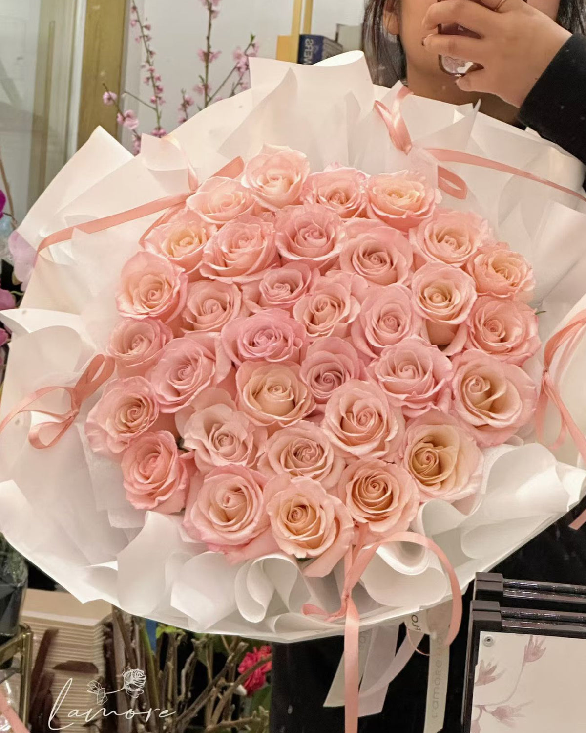 Rosy Whisper｜33 Stems Pink Rose Bouquet